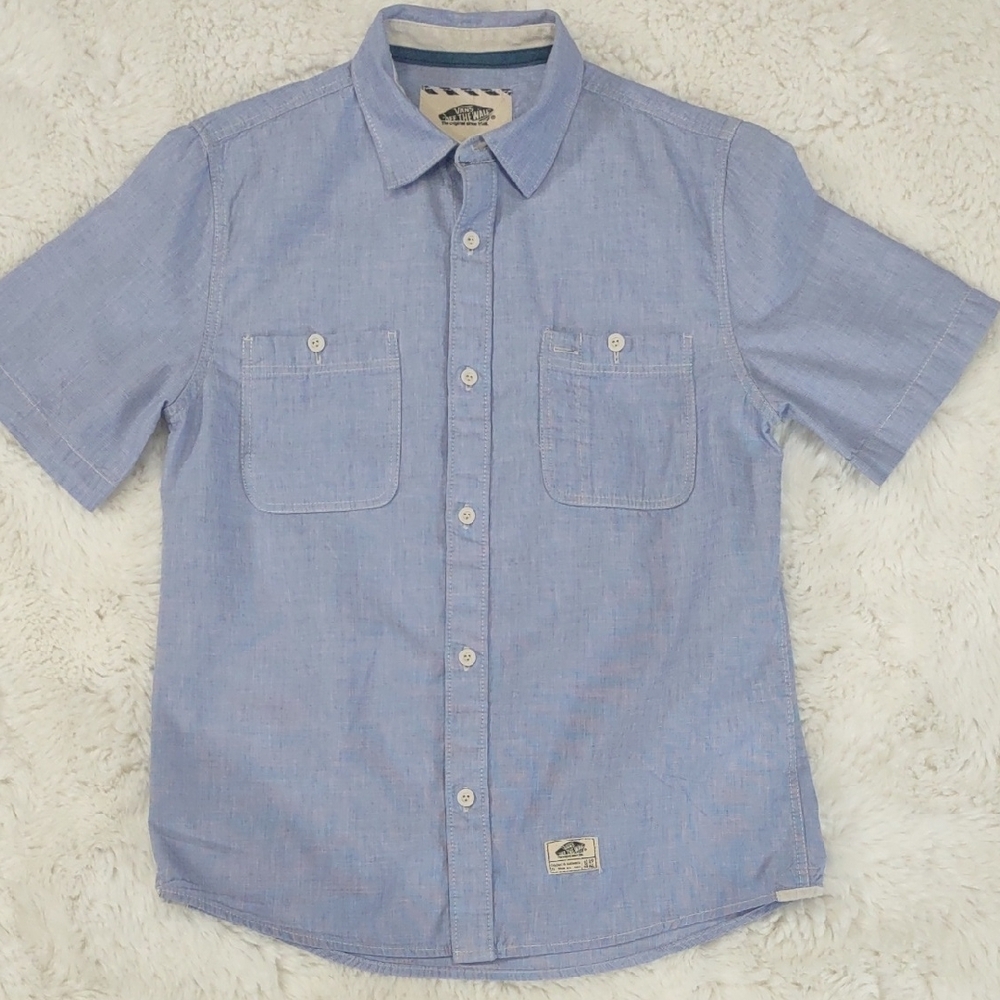 VANS Light Blue Short Sleeve Button-Up Shirt - Picture 14 of 17